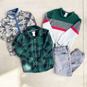Carter’s Boys Clothes Lot of 4 pieces sz 4T. Sweater, button down, joggers,